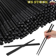 100 Pairs Black Dishwasher Safe Chopsticks Reusable Fiberglass Anti Slip New