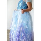 Girls Blue Sequin Tulle Princess Dress Snowflake Sparkle Costume Elsa 140 L