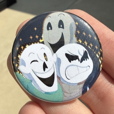 Undertale Sans, Papyrus, And Gaster Trio Pinback Button, Multicolor Metal 1.5 in
