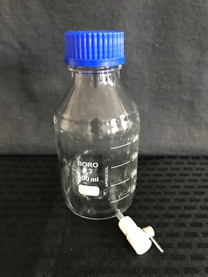 Lab Glass 500mL Graduated Media Storage Aspirator Bottle w/ GL45 Cap Boro 3.3