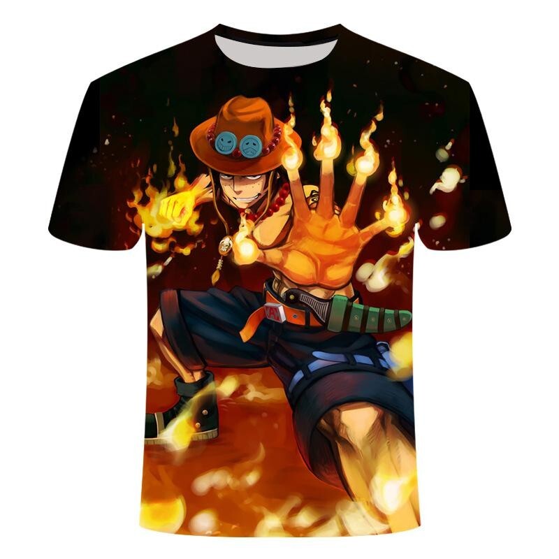 T-shirt One Piece Manches Courtes - Personnages Au Choix (Luffy, Zoro, Ace...), Tailles De 1m10 à XXL