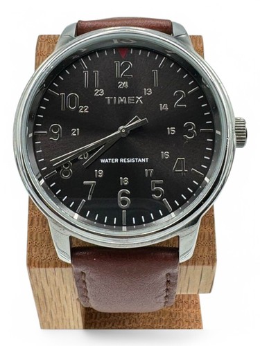 TIMEX Quartz Watch Leather Strap Black Dial Ships from JP