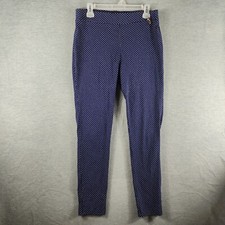 TOMMY HILFIGER Stretch Slim Fit Tappered Leg Ankle Pants 12 Blue Mini Dots AOP