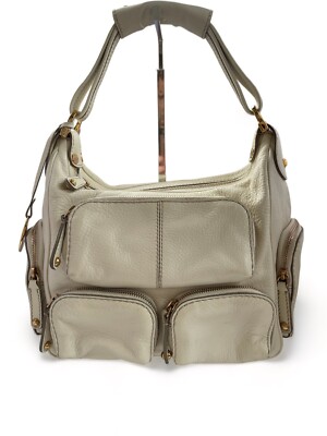 Tod's Cream Leather Zipped Pockets Satchel
