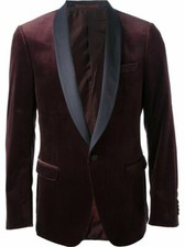 Mens Luxury Burgundy Velvet Blazer Elegant Party Wear Wedding Dinner Jacket Coat