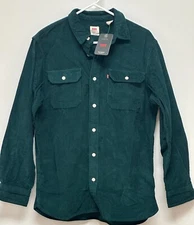 NEW Levi's XL Green The Worker Relaxed Corduroy Button Up Long Sleeve Men's
