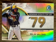 2023 Bowman Baseball Felix Valerio #BTP-79 Scouts Top 100 Insert Brewers