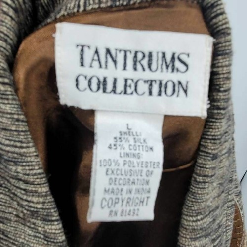 Tantrums Collection Giacca Donna Marrone Nero Misto Seta Foderata con Bottoni Applique L - Foto 8 di 8