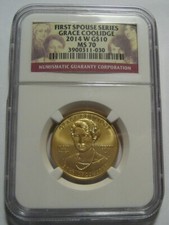 = 2014-W NGC MS70 $10 GOLD FIRST SPOUSE Grace Coolidge, Low Mintage 1,949