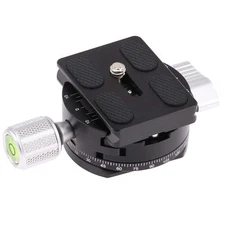 360° Black Fluid Panoramic Head Panning Clamp+QR Plate for Arca-Swiss Tripod