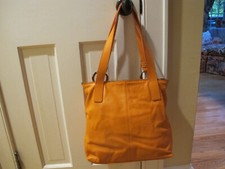 Nicoli Orange Leather Tote Bag.made In Italy.