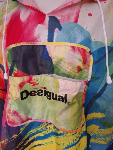 DESIGUAL Windbreaker 90s Lightweight Retro Poncho Splash Tie Dye - Picture 3 of 7