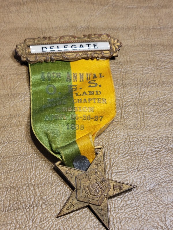 1938 Order of the Eastern Star Maryland Delegatre Pin O.E.S. 