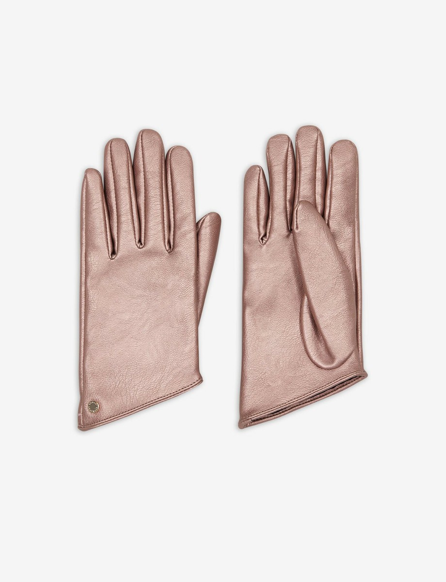 AIX ARMANI EXCHANGE METALLIC, FAUX LEATHER GLOVES,Rose Gold, Size