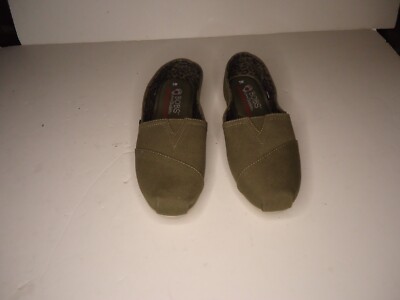 Women Bobs From Skechers 33645 Breeze Memory Foam Slip-on Shoe Olive Green Size