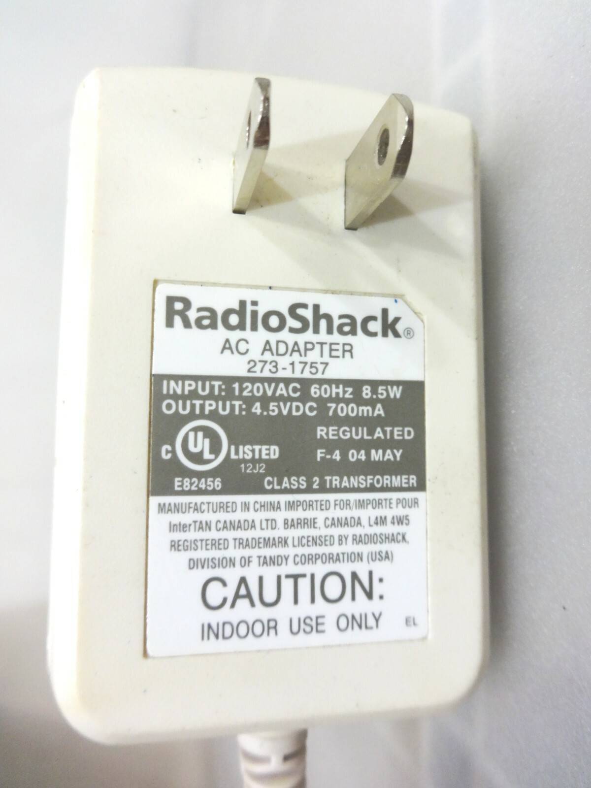 2 Pack RadioShack AC Adapter 273 1757 120VAC To 4 5VDC 700mA 2-pack-radioshack-ac-adapter-273-1757-120vac-to-4-5vdc-700ma