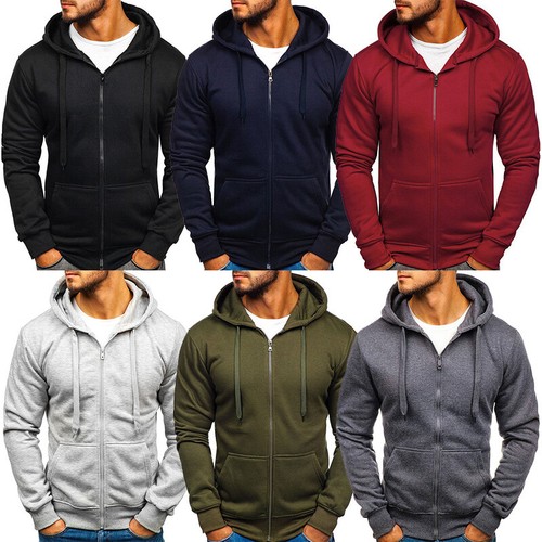 Men's Thick Fleece Hoodie Zip Hoody 