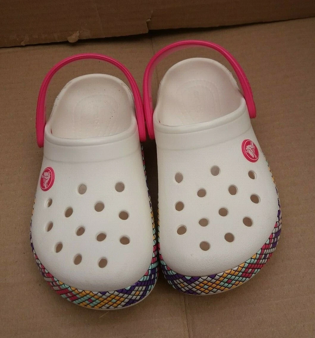 White and on sale rainbow crocs
