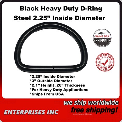 Dee Rings D-Ring 2.25'' Inside Diameter Black Steel Welded Heavy Duty USA SELLER