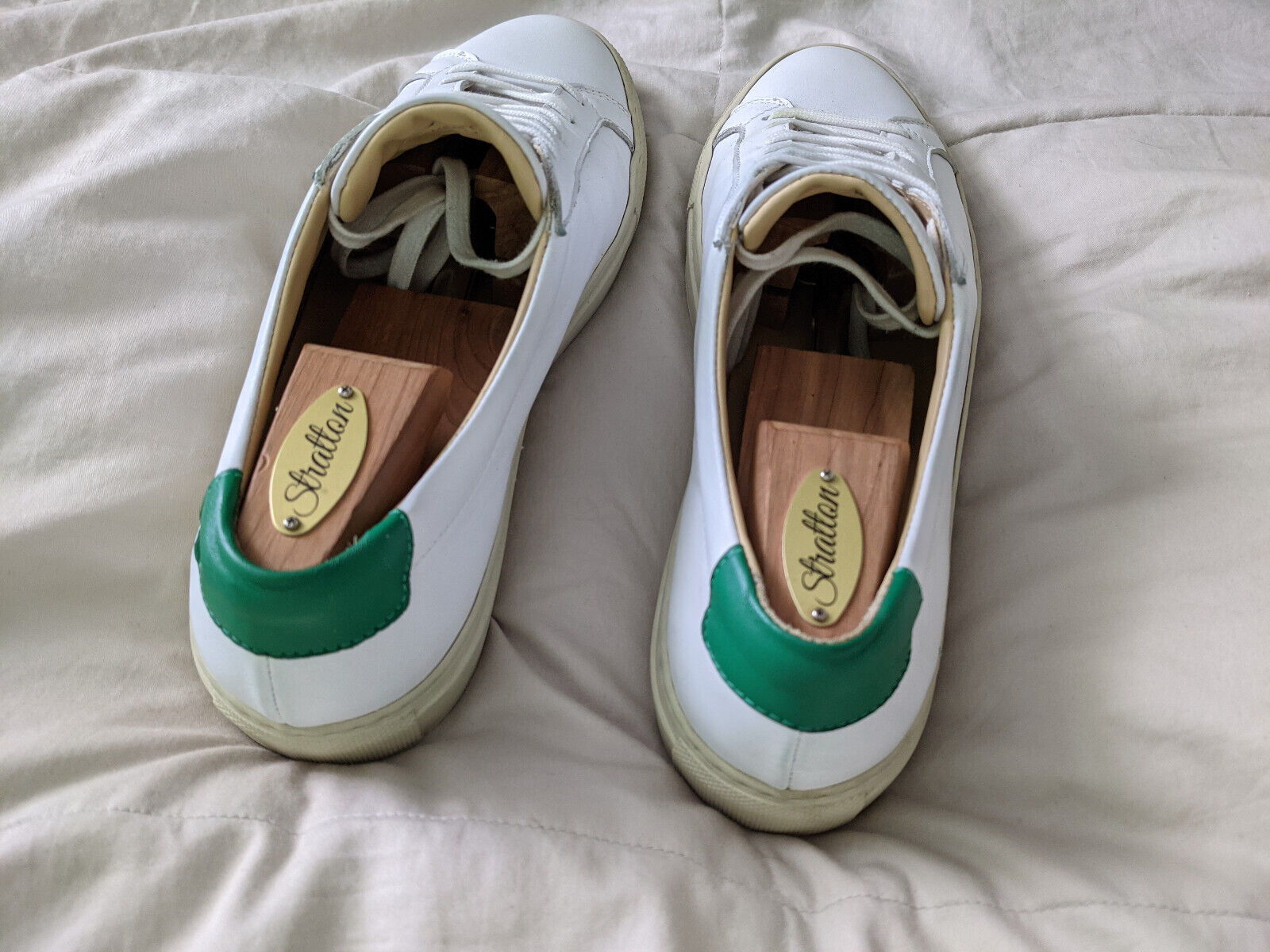 Mens 8 Gustin Low Top white green leather Italy s… - image 3