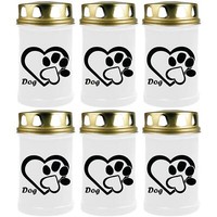 Grabkerze 6Er Pack Grablicht 48H Brenndauer Weiß Grablampe Grab Kerze Hunde Tier