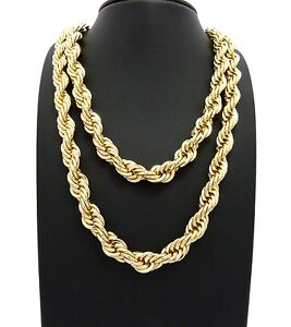 Men&#39;s 80&#39;s Hip Hop Rapper Style Hollow 10mm 22&quot;, 26&quot; Rope Chain Necklace | eBay