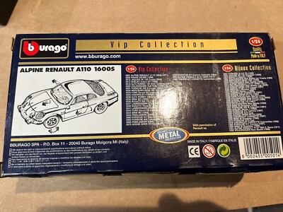 Burago Vip Collection 1/24 - Alpine Renault A110 1600S 1971 (Bleue) - Occasion Comme Neuve