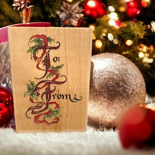 To /From Rubber Stamp Christmas Calligraphy 50059 Stamps Happen Audrey Jeanne