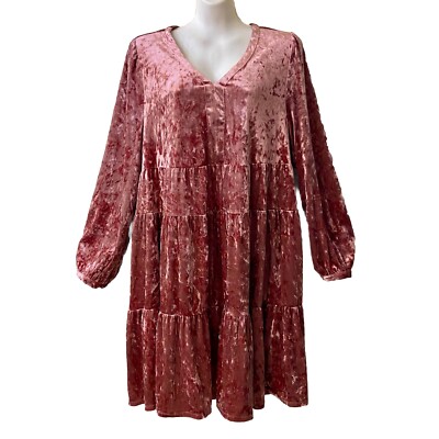 Crushed Velvet Dress 3X Tiered Pink Pockets Whimsigoth PastelGoth Fairy  Grunge | eBay