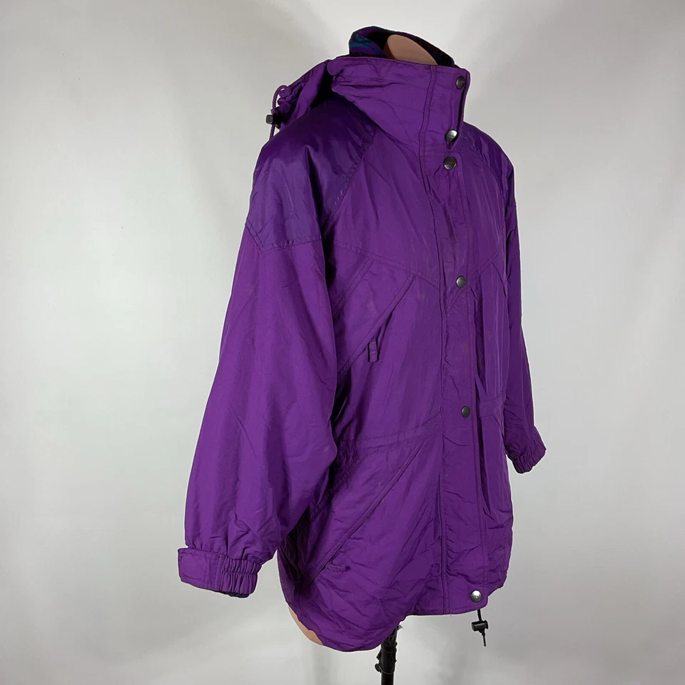 De Colección Años 80 Cabeza Ropa Deportiva Extraíble Manta de Vellón Forro Azteca Chaqueta Abrigo Parka L Foto 3 de 4