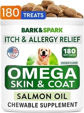 Omega 3 for Dogs - Fish Oil Treats - Skin Allergy, Itch Relief, Hot Spots Treatm