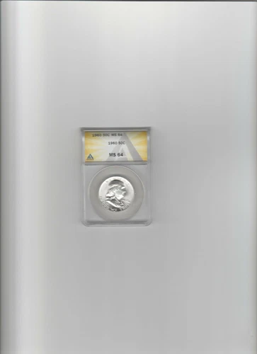 1960 ANACS MS 64 Ben Franklin Silver Half Dollar, MS 64 Silver .50 Cent Coin