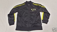 Nike Youth Track Jacket Size 6 Black and Neon Yellow/Green Full Zip EUC