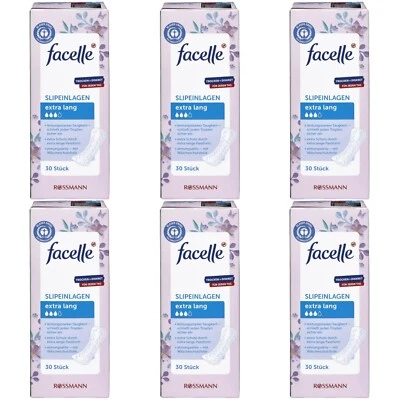 6 x 30 Slipeinlagen | facelle Slipeinlagen extra lang Trocken + Diskret