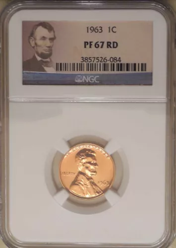 1963 NGC PF 67 RD proof Lincoln cent no toning superb red gem