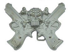 Skull Belt Buckle Crossed Guns Silver Metal Dusters New Men Fashion Rhinestones