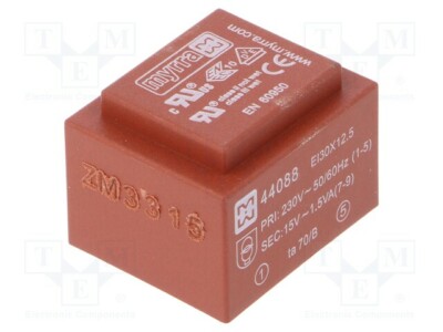 Transformateur MYRRA 44088 - 230VAC / 15V 100mA - 1,5VA - Montage PCB - Neuf