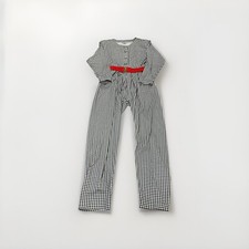 Vtg 80s FADS Houndstooth Jumpsuit Pockets Womens Sz Small Belted Button Up