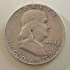 1954 Franklin Half Dollar 90% Silver 50c Coin Circulated
