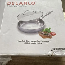DELARLO Whole Body Tri-Ply Stainless Steel 10”Frying Pan, Chef'S Pans/7