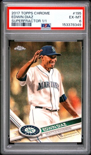 PSA 6 2017 TOPPS CHROME SUPERFRACTOR EDWIN DIAZ #1/1 #195