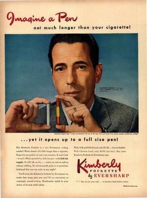 EVERSHARP Magazine Ad 1948 Humphrey Bogart Kimberly Pockette Pen Vintage AD006