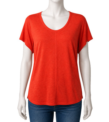 Tahari Blouse Womens Plus Size 2X Orange 100% Linen Cool & Lightweight Top