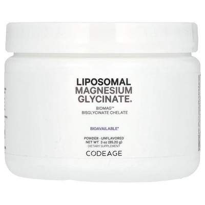 2 X Codeage, Liposomal Magnesium Glycinate Powder, Unflavored, 3 oz (85.2 g)
