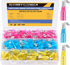 200PCS Heat Shrink Piggyback Spade Connectors, 22-10 AWG Piggyback Wire Connecto