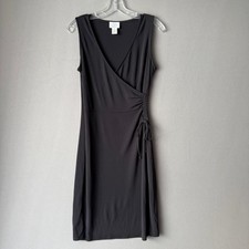 LOFT sz 6P Black Sleeveless faux wrap Dress