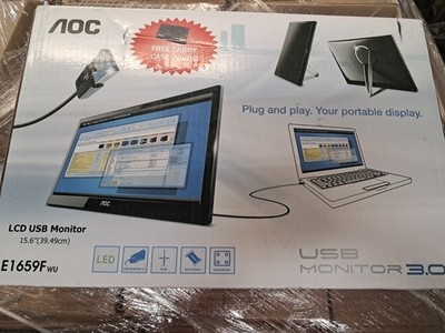 AOC E1659FWU 15.6'' USB 3 Powered 136x768 LED Backlight LCD Monitor W/ Bag