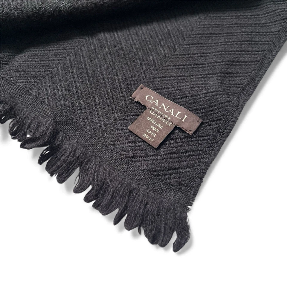 Bufanda de lana merino negra Canali Foto 3 de 4