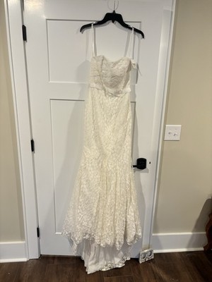 David's Bridal Galina Wg3381 Strapless All over Lace Sheath Dress Nwt Size 2