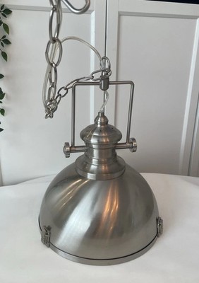 Silber Industrial Bullauge Decken Kronleuchter Leuchte Hänge Pendel Chrom groß